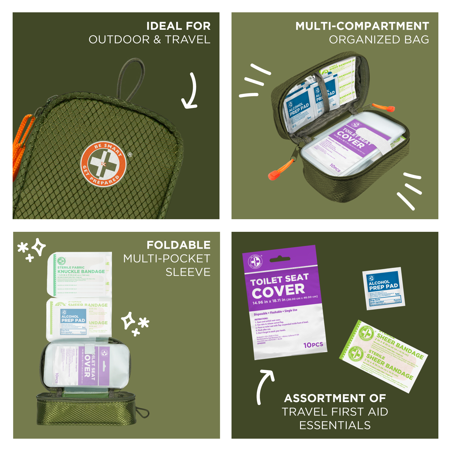 Carry On Travel Essentials by Be Smart Get Prepared, 125 Pieces – PPE, Camping, Hiking, Road Trips, On-The-Go - Image 9